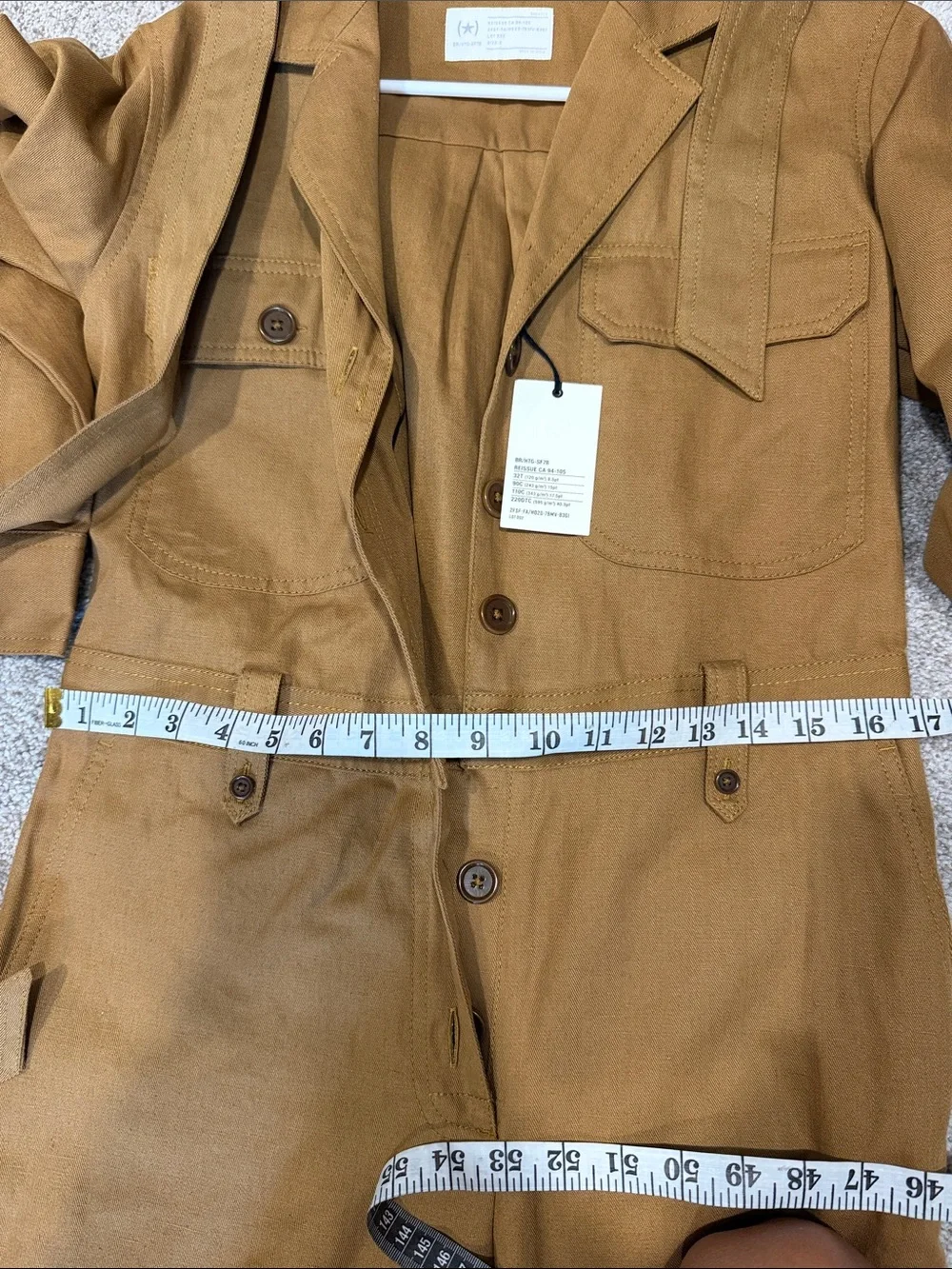 camel-colored Banana Republic Heritage Safari Cotton-Linen Cropped Jumpsuit